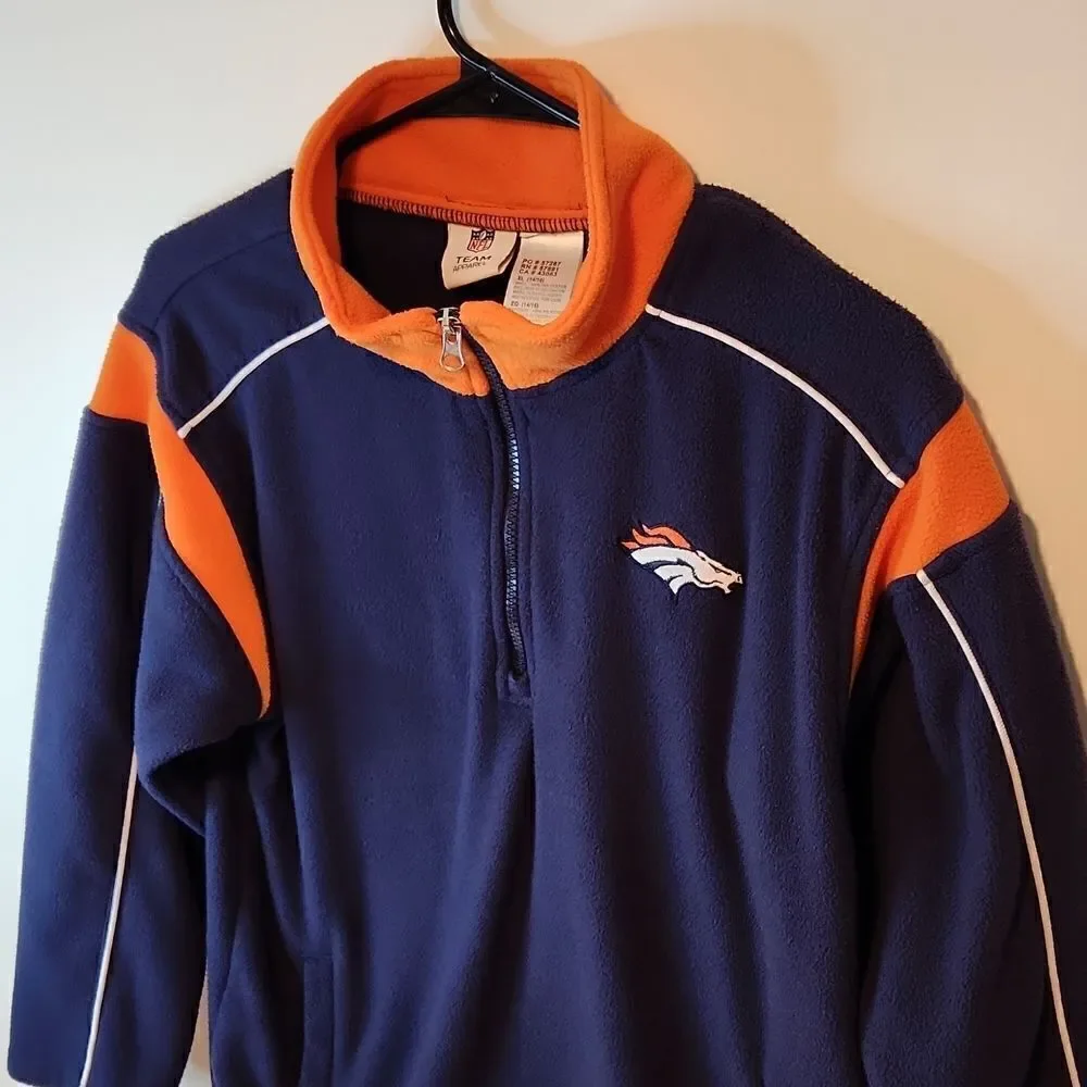 Official NFL Team Apparel Denver Broncos 1/4 Zip Fleece Youth Size 14/16 EUC